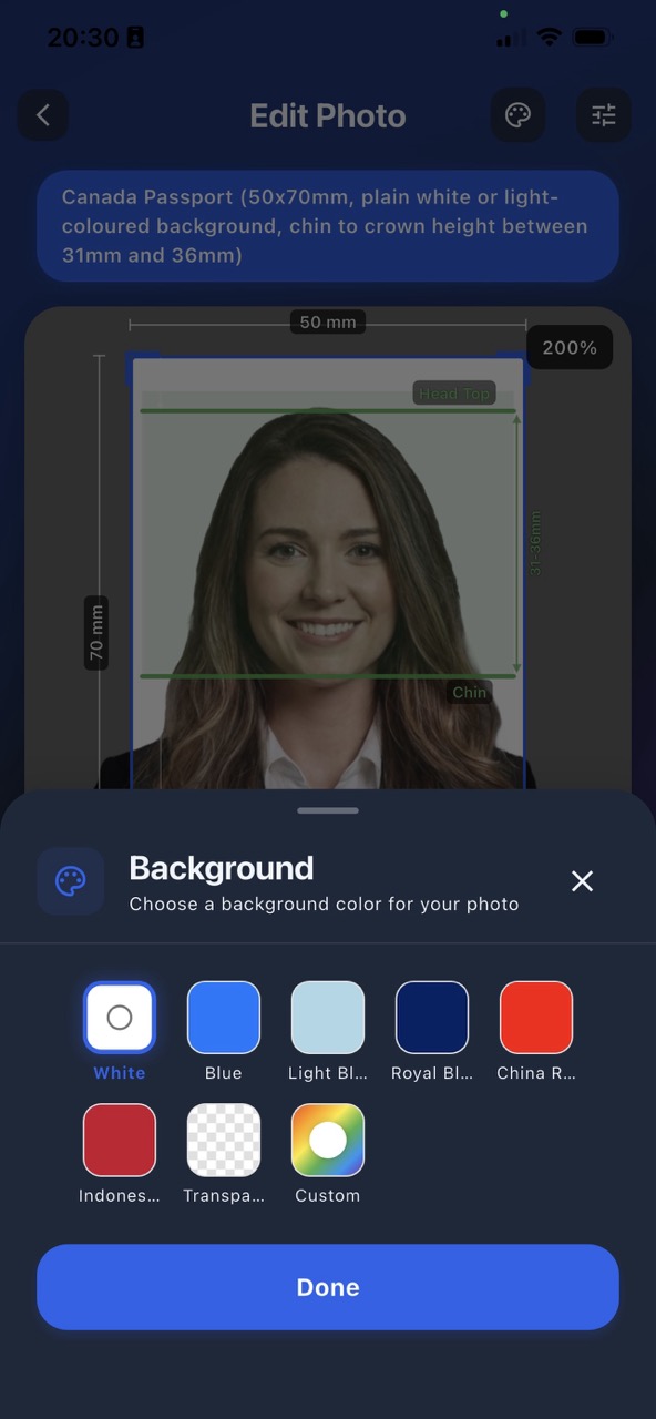 Background color selection